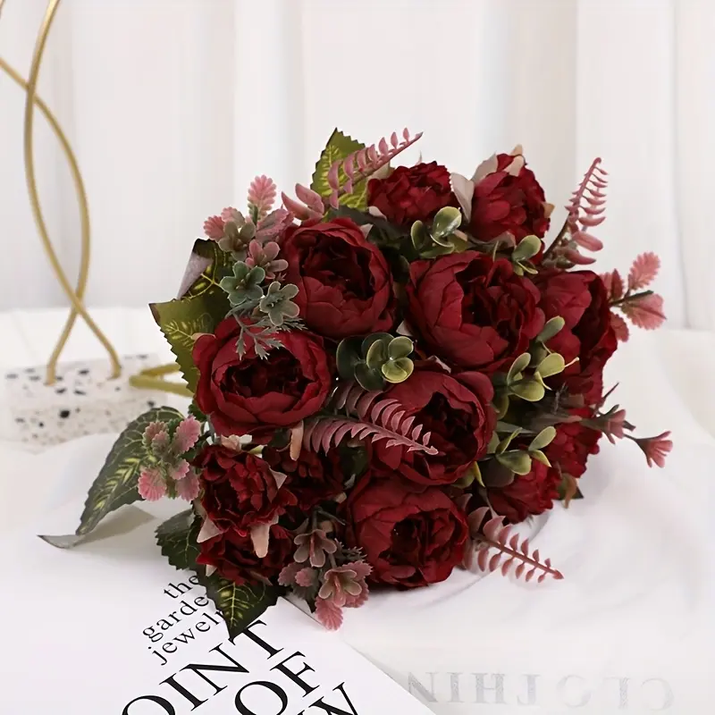 1pc Artificial Peony Bouquet - Perfect for DIY crafts, weddings, home, and outdoor decor!