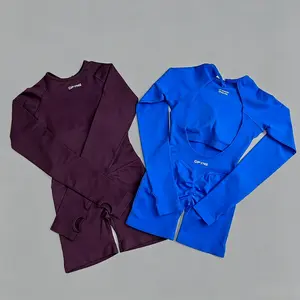 DFYNE Seamless Long Sleeve Jumpsuit Women Backless Yoga Romper Scrunch Butt One Piece Gym Workout Activewear Sculpting Bodysuit