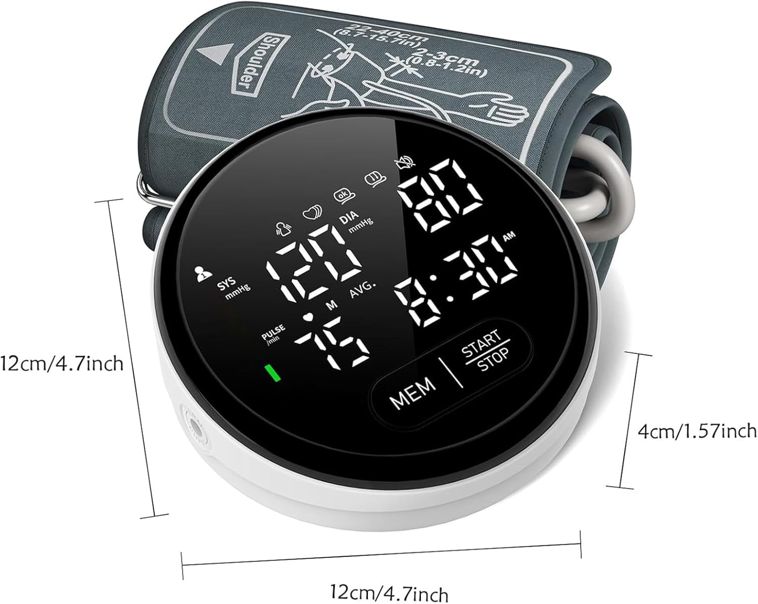 Blood Pressure Monitor Upper Arm Automatic Monitors for Home Use Adjustable 8.7"-16.5" Cuff Voice Broadcast Large Backlit Display 240 Sets Memory with Storage Bag