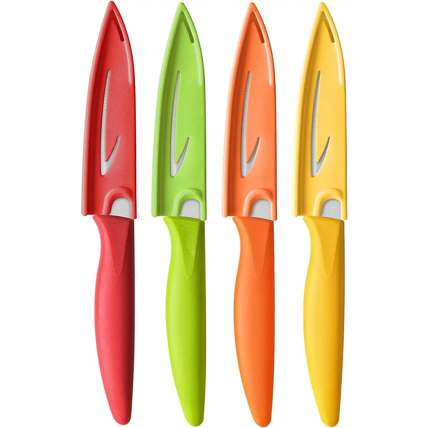 Paring knife, 4PCS Paring knives (4 Knives and 4 Knife cover), 4 Inch Peeling Fruit and Vegetable Knife, Ultra Sharp Kitchen Knives, German Steel, PP Plastic Handle
