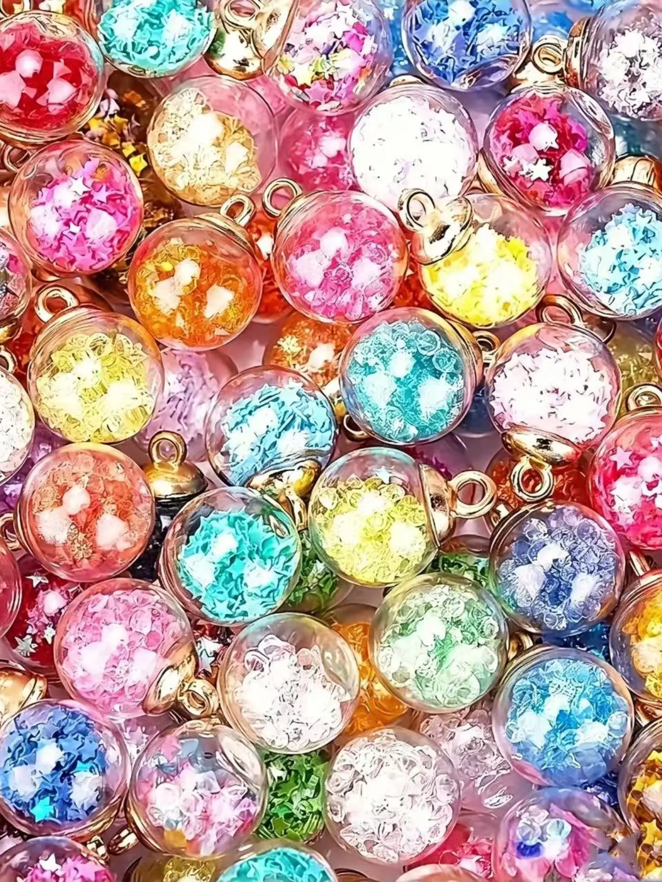 20pcs Colorful Transparent Glass Beads, DIY Craft Supplies, Necklace Charms, Headbands, Earrings, Keychains, Decorative Accessories, Jewelry Making Accessories, Beading Supplies