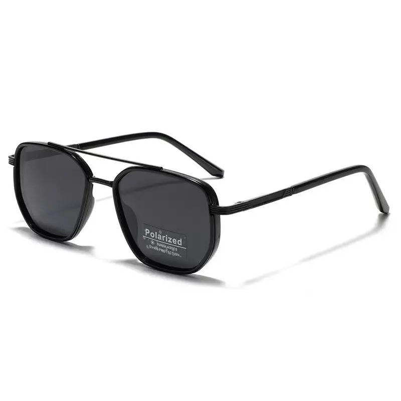Semi-metallic square frame sunglasses for men, TR90 polarized lenses, 2025 new fashion retro sunglasses for women
