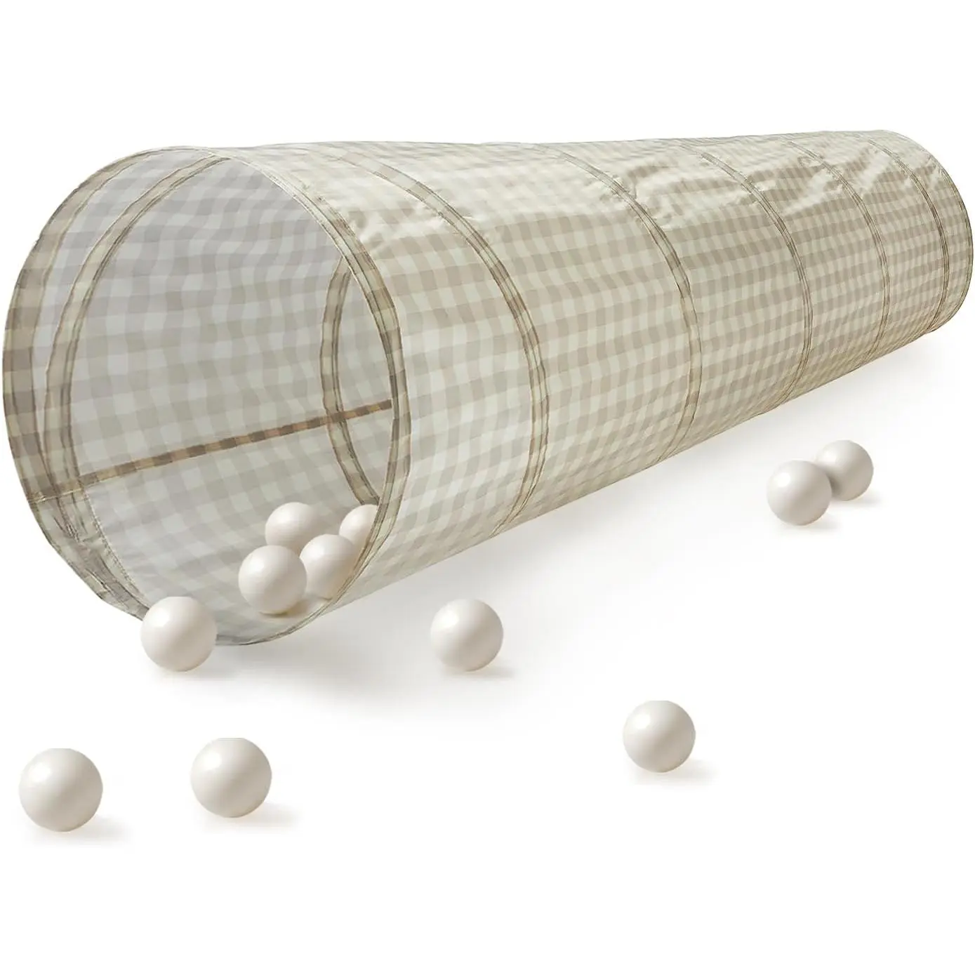 Kids Play Tunnel - Pop Up Collapsible Tunnels with Recycled Fabric - Fun Crawling Tunnel for Toddler, Baby, Children to Crawl Through, Gross Motor Toy for Indoor Play - Gingham Beigefidget toys