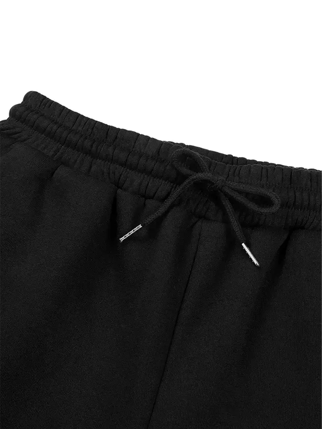 Unisex Letter Print Drawstring Waist Knit Sweatpants, Casual Comfy Loose Fit Pants for Daily Wear, Unisex Bottoms for All Seasons, Womenswear