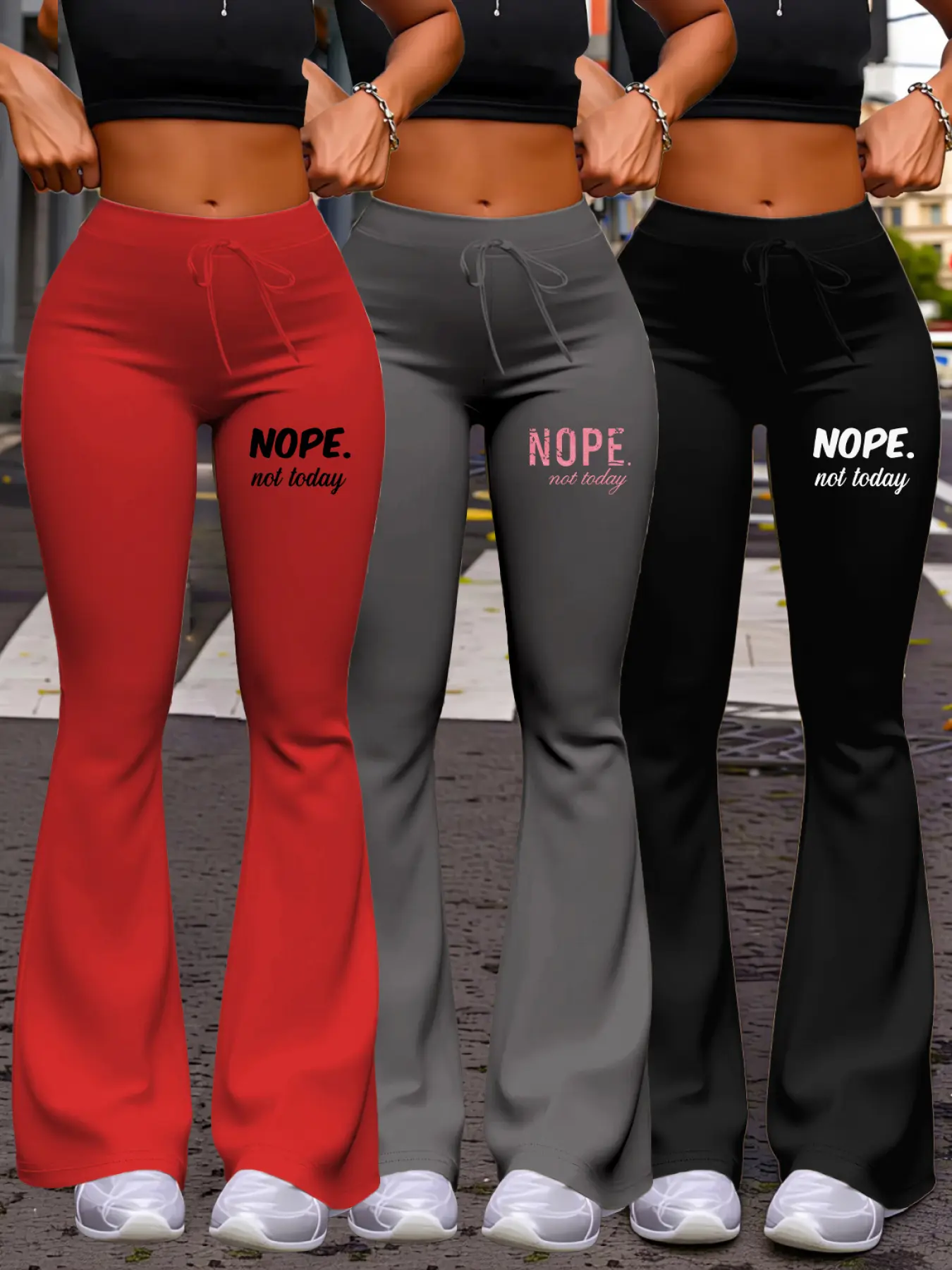 3-Piece Stylish Women's Flared Trouser Set - Suitable for Everyday Casual Wear Fashion Pants Set