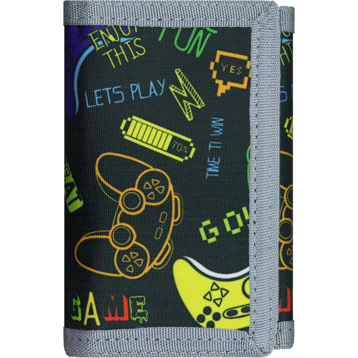 Kids Wallet for Boys, RFID Trifold Canvas Outdoor Sports Wallet for Kids,Kids Festivals gifts,Birthday Gifts Wallet - Black GamepadGift.