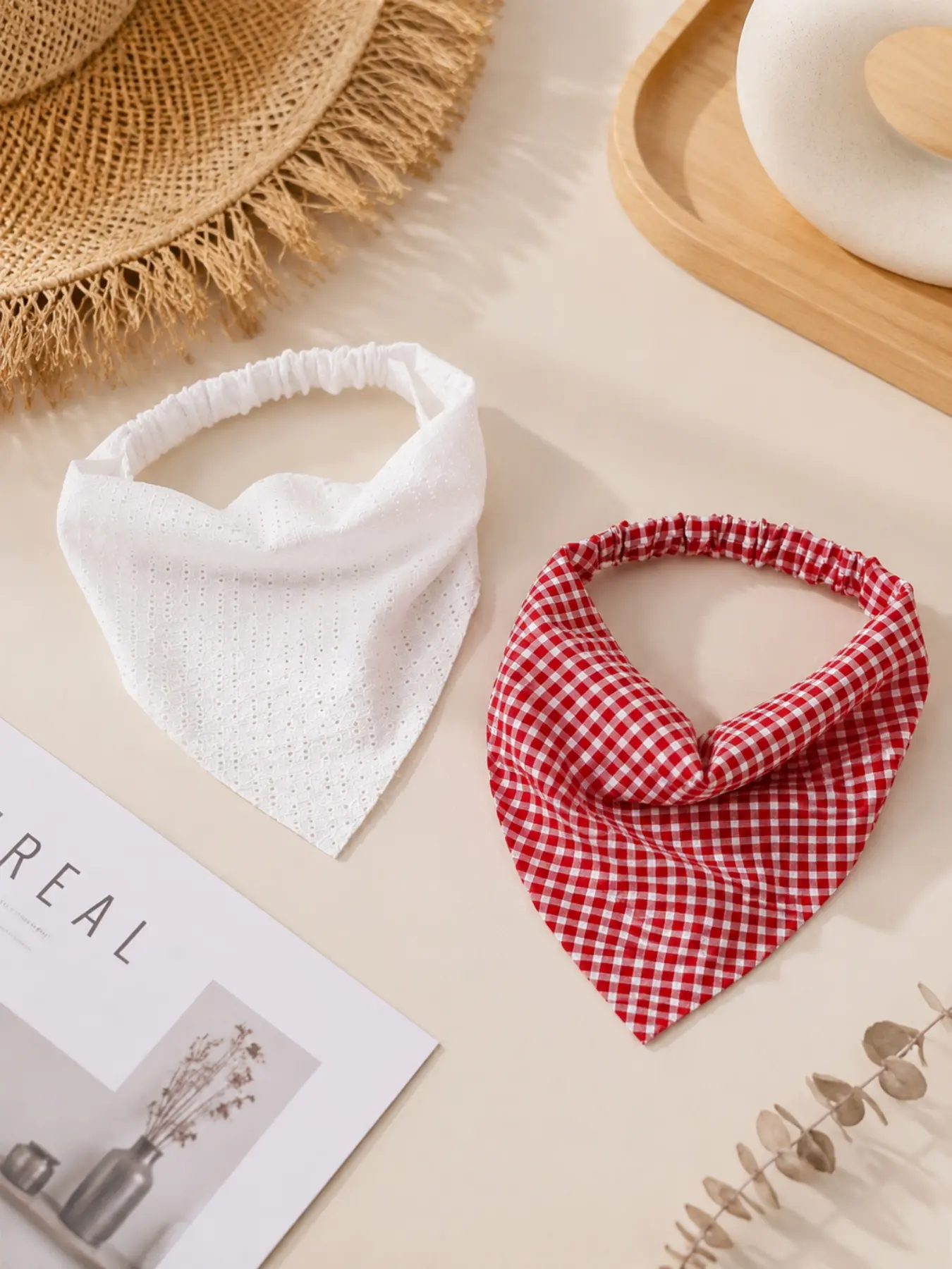 Women's Retro Plaid Hairband Set, Wide Strap Headscarf Hair Clip, Versatile Vacation Style Hair Accessory, Sweet Minimalist Hairband