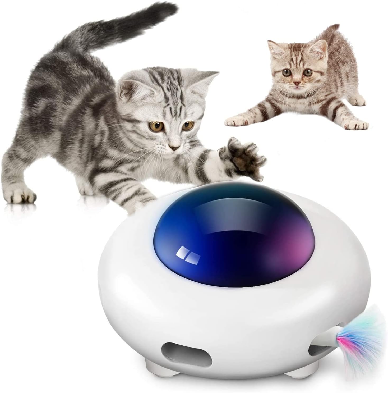 Automatic Interactive Cat Toy, Moving Feather UFO Toy for Indoor Cats, Helps Burn Energy, Reduce Boredom & Prevent Destructive Behavior, USB Rechargeable Automatic Interactive Cat Toy, Moving Feather UFO Toy for Indoor Cats, Helps Burn Energy, Reduce Boredom & Prevent Destructive Behavior, USB Rechargeable
