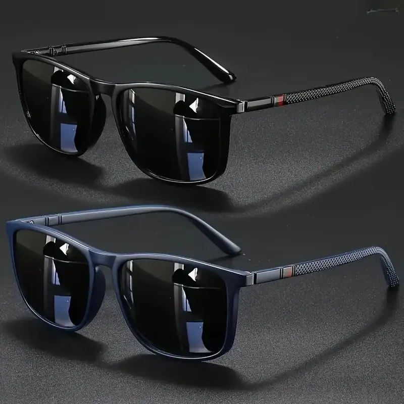 Unisex 2-Pack Retro Square Sports Sunglasses - Vintage Geometric, Cool, Trendy Styling, Y2K Futuristic, Driving Shades, All-Season Use Outdoor Gift Eyewear