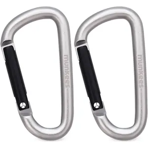 Small Carabiner Clip Keychain 2 Pack, Mini Caribeener 2 inch to 3" for Keys Aluminum Alloy Biner Lightweights for Bottle Buckle, Backpack Hook