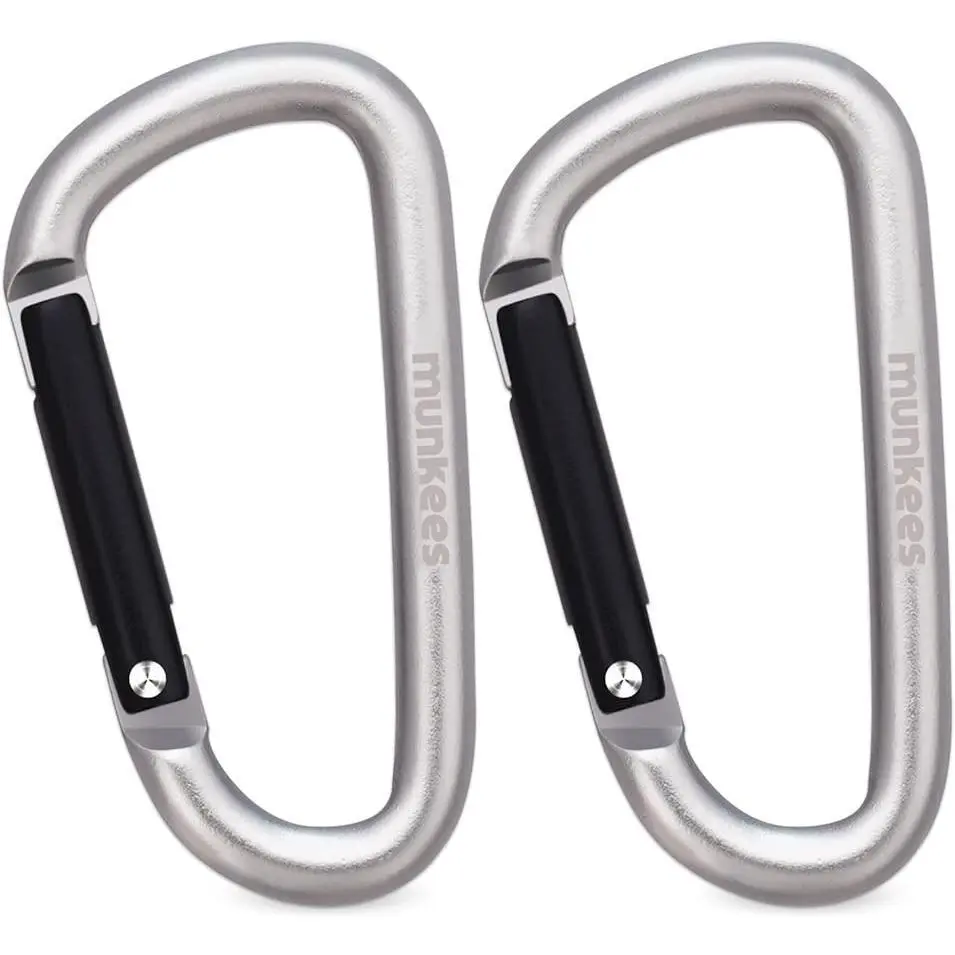 2-Pack D-Shape Aluminum Alloy Carabiner Clip Keychain, 4 Sizes (2-3 in) 5 Colors Mini Lightweight Hook for Keys, Bags, Bottle Buckle, Backpack, D-Shape Carabiner, Two-Pack