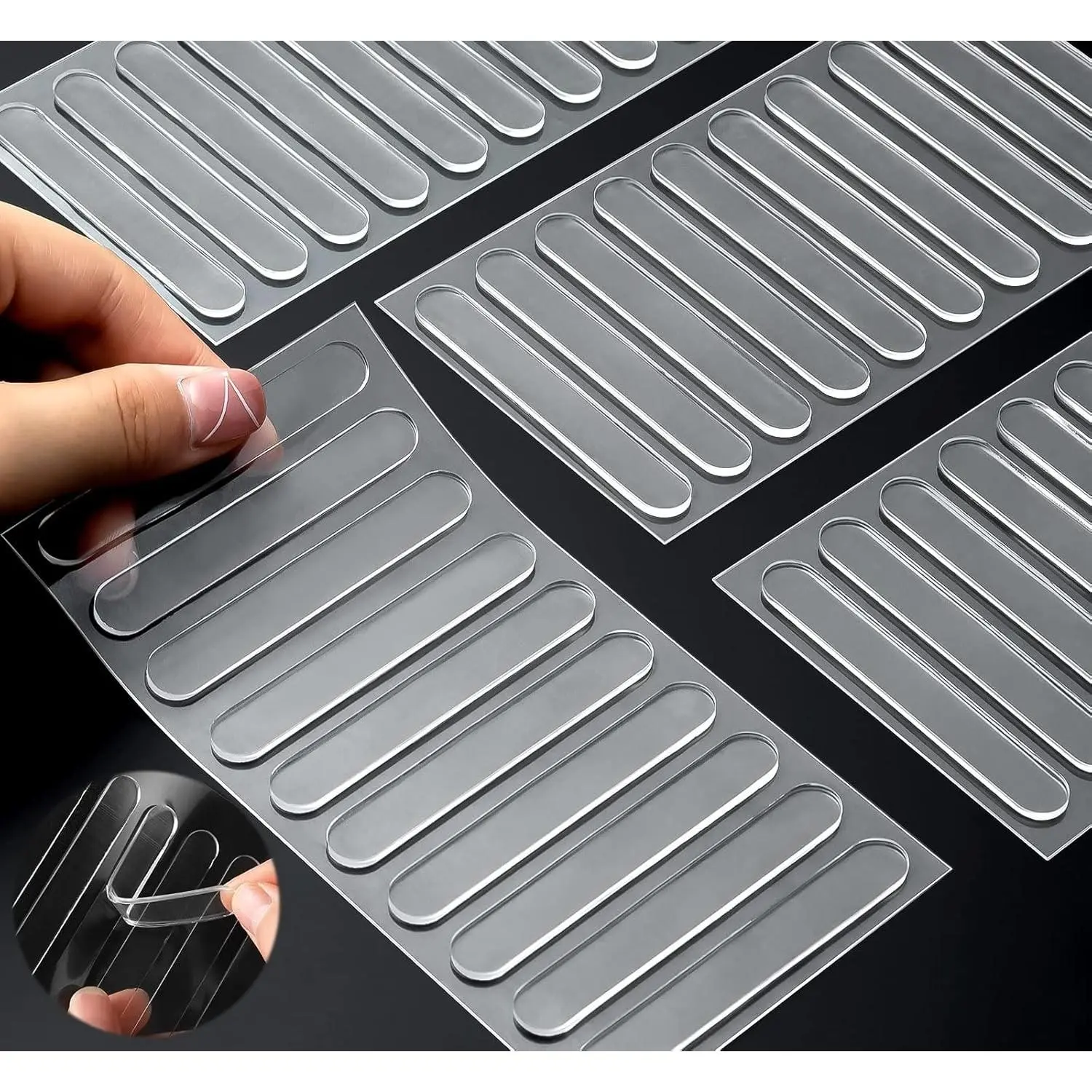 40pcs Clear Self Adhesive Rubber Cabinet Door Bumpers, 2.75" x 0.4" Silencing Pads Anti-Collision for Table Corners, Refrigerator, Doors, Cabinets, Toilet CoverGift