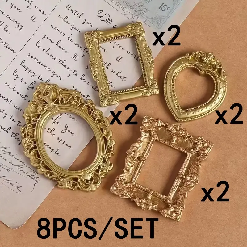 8pcs Mini Photo Frames, Square Mini Photo Frames for DIY Jewelry Display, Desktop Ornaments, Holiday Party Decoration, Gallery Wall