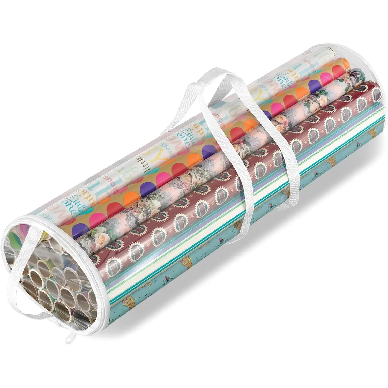Clear Gift Wrap Organizer - Zippered Storage for 25 Rolls