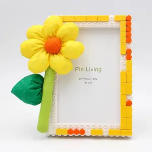 Viral DIY Building Blocks Photo Frame with Secret Morse Code Hidden Message, 4x6 Inch Custom Picture Frame Vertical Horizontal Display, Safe Reusable Personalized Sentimental Gift for Birthday Anniversary Home Table Wall Decor