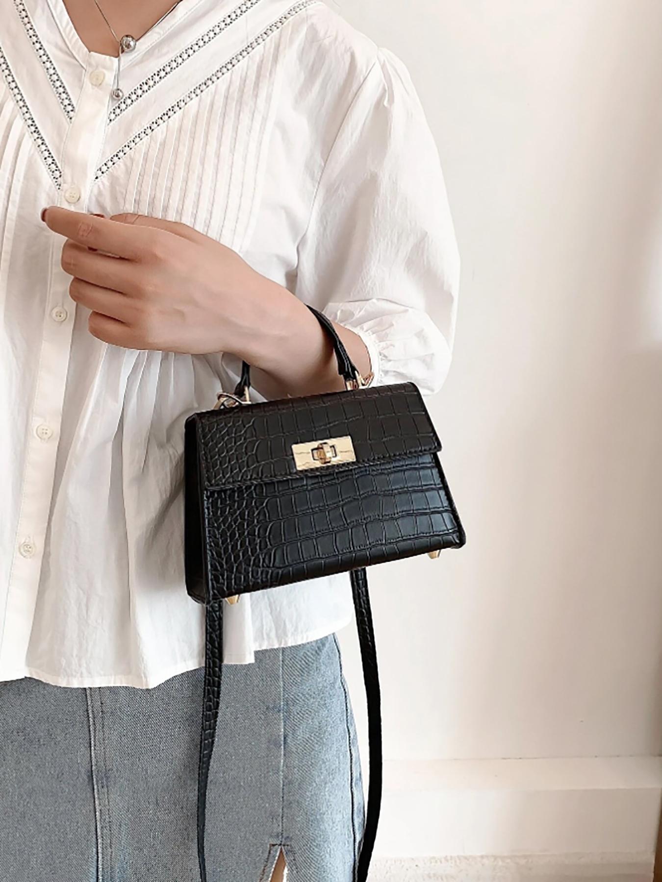 Vintage Mini Crossbody Bag for Women PU Leather Small Top Handle Purse with Removable Chain Strap Dressy Clutch Handbag Convertible crossbody bag