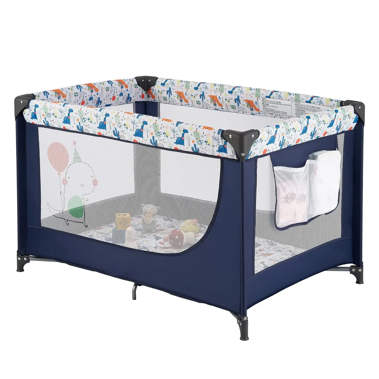 Compact Pack and Play - Portable Crib  Baby, Lightweight Foldable Travel Playard with Mattress Pad & Carry Bag, Safe Breathable Travel Bed  Home, Trips & Family Visits, Cute Pattern