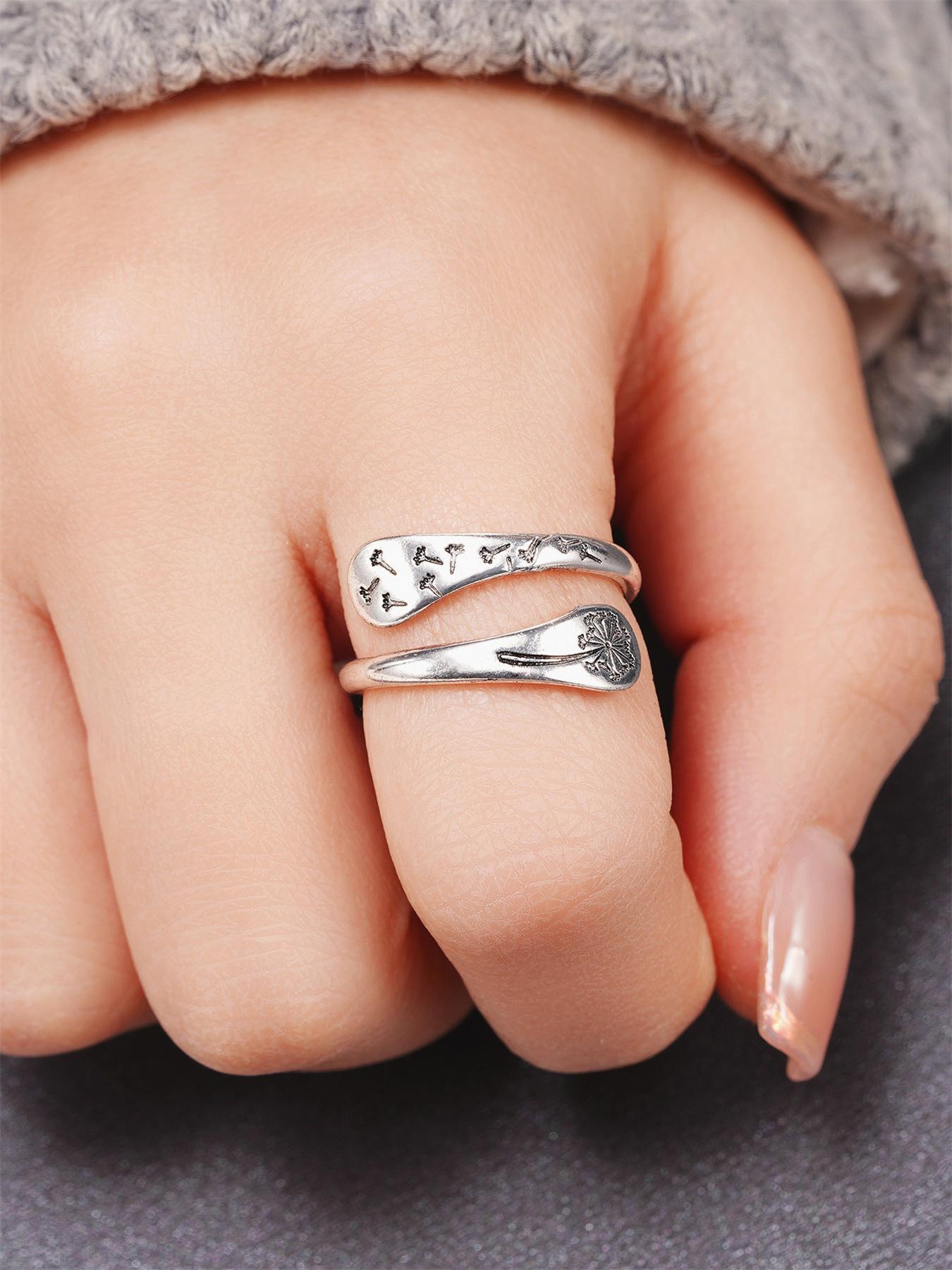 Vintage Flower Design Statement Rings for Women for Summer with Dandelion Decor, Fashion Accessories, Trendy All-match & Exquisite Jewelry for Anniversary Gift, Adjustable Sunflower Ring