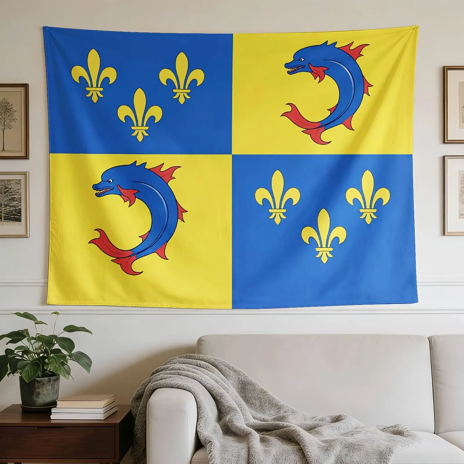 French Provence Tapestry Wall Hanging - Horizontal French Country Decor with Suitable for, Dorm, Bedroom - Fabric Compatible for Floors, Tables, Shelves - French Theme Decoration