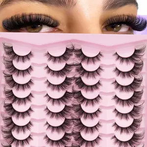 20 Pairs Cat Eye False Lashes, Natural Curl, 3D Fluffy Russian Style, Dense and Voluminous, Perfect for Dramatic Makeup, Special Occasions