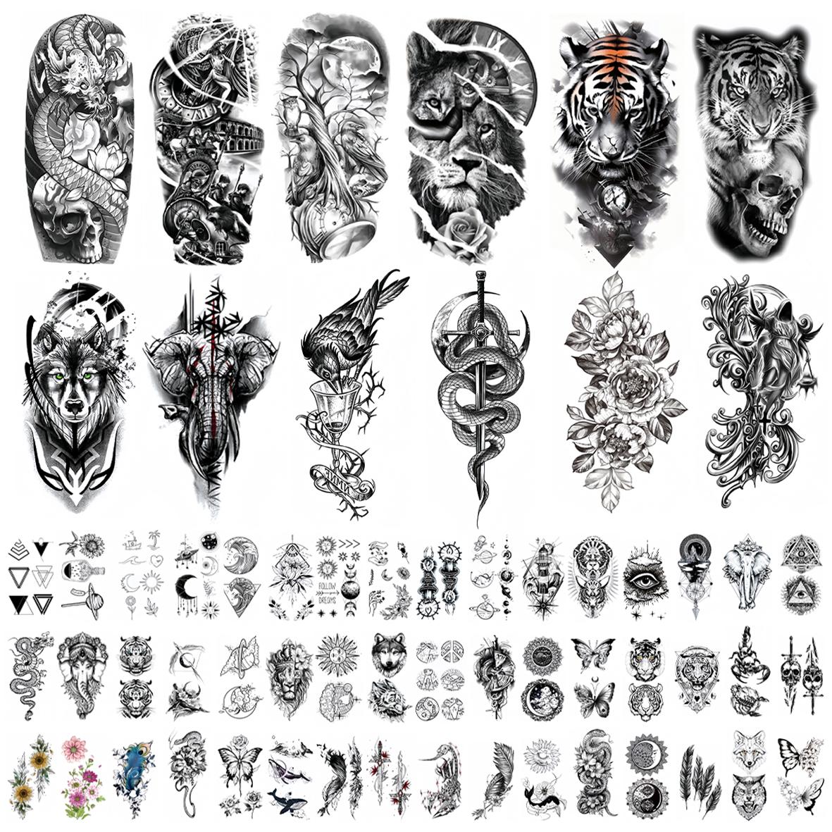 Semi-permanent Tattoo Sticker, 60 Sheets Durable Designs for Body Art, Easy To Apply and Remove, Waterproof Temporary Tattoos, Fake Tattoos