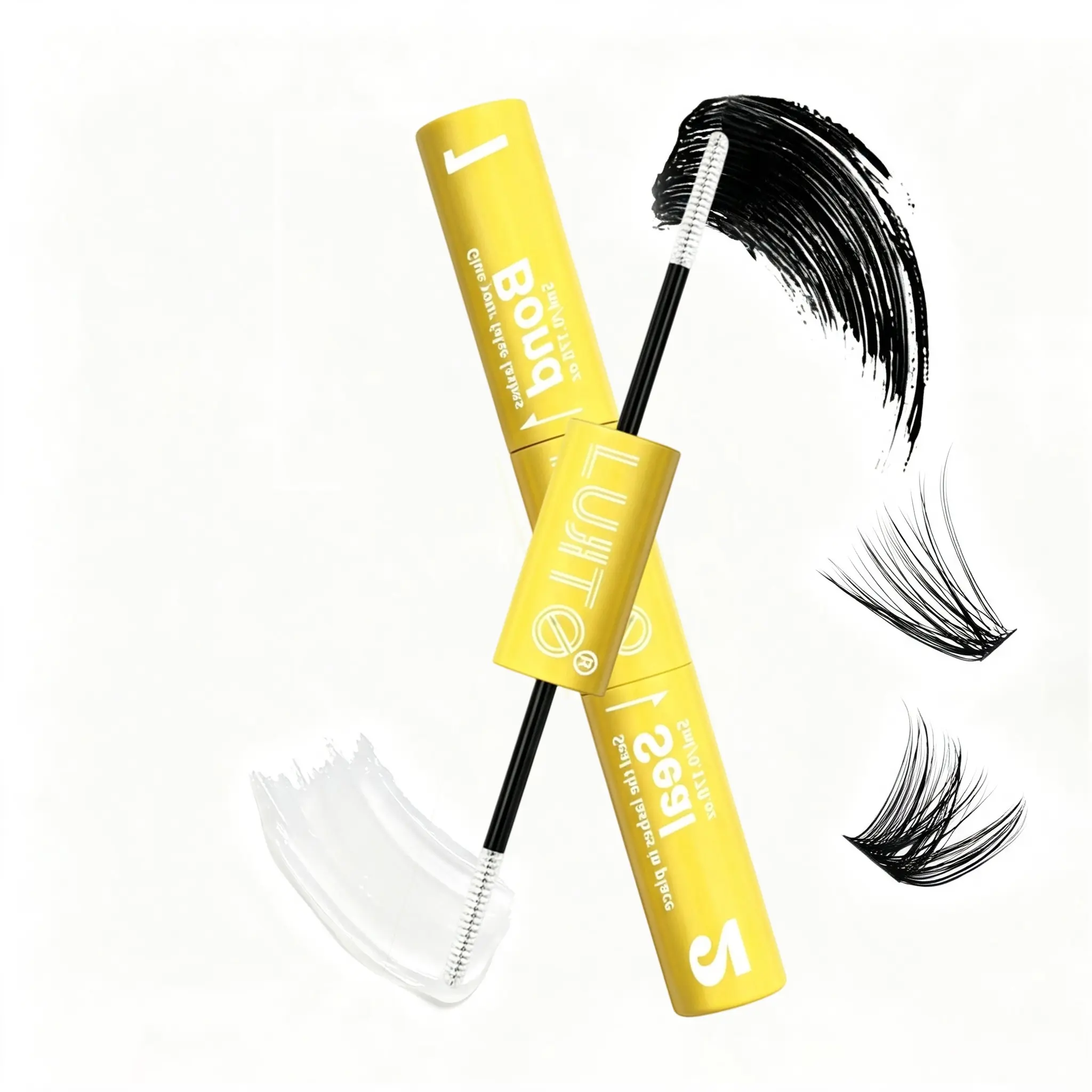LUJITO 10ml Waterproof 2-in-1 Lash Bond & Seal Glue, strong adhesion, mild skin-friendly, all-day comfortable wear. Great for women DIY lash extensions at home, fits cluster segmented lashes, lasts 48-72 hours.