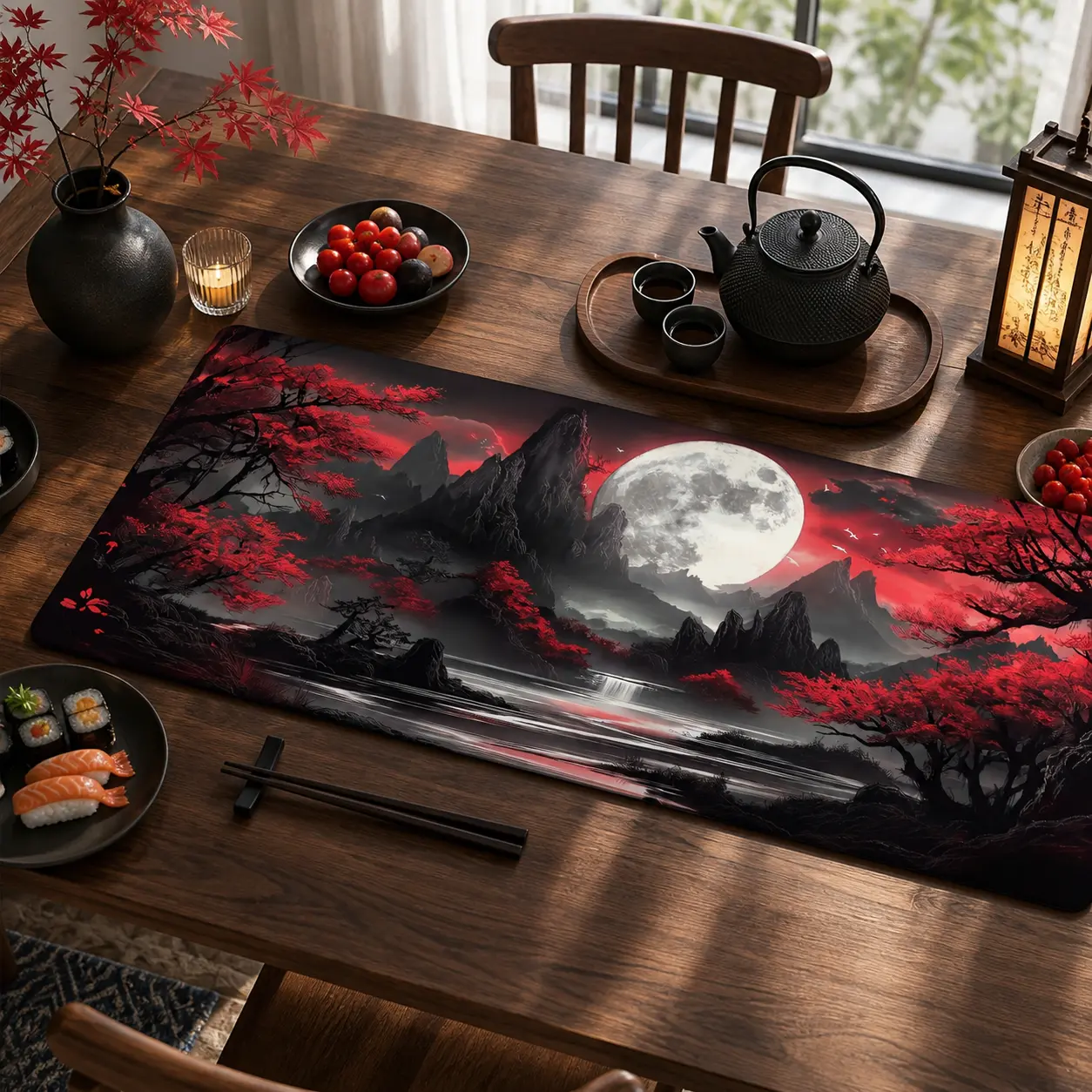 Holiday Desk Mat – Printed Mouse Pad/Table Cover, 1pc Dark Moon Pattern Durable Gaming Table Pad Learning Table Pad - Back Rubber Non-slip Perfect for Home Office Work Game Room Back-to-school Accessories