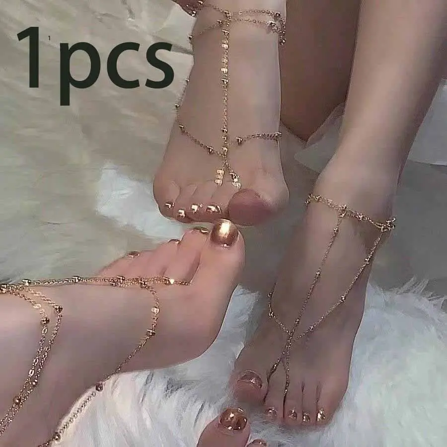 1pc exotic retro fashion multi-layer tassel ankle chain women's metal chain fairy court ethnic style beach photo Layered Boho Anklet Foot Jewelry