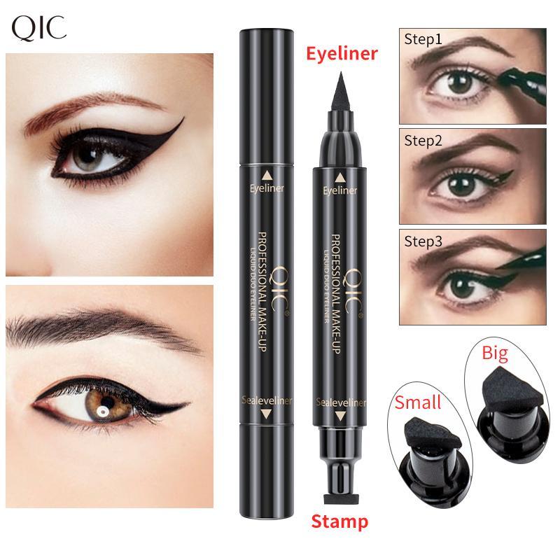 QIC 2-in-1 Stamp Eyeliner Pen | Waterproof & Smudge-Proof | Long-Lasting Winged Eye Makeup