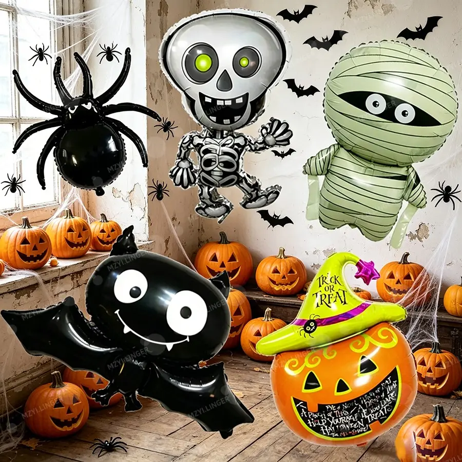 Halloween Balloons Set, Pumpkin Ghost Spider Mummy Designs, Birthday Anniversary Party Decorations, Halloween Festival Supplies