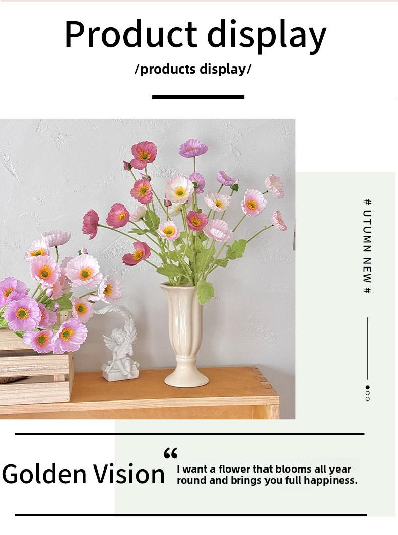 Poppies Artificial Flowers High-End Realistic Wedding Scene Arrangement Home Decoration Ornaments Artificial Silk Flowers Fake Flowers