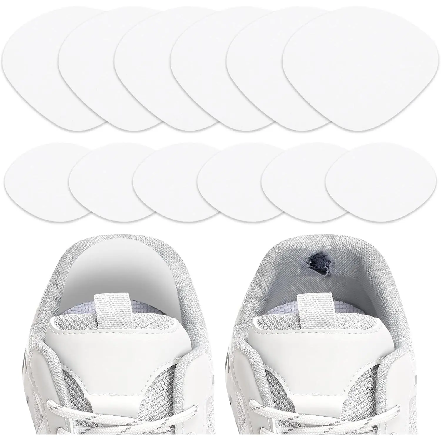 6 Pair Leather Heel Pads, Heel Grips Liner Cushions Protectors for , Inserts for Women/Men Loose Shoes Improved Shoe Fit and Comfort (White)