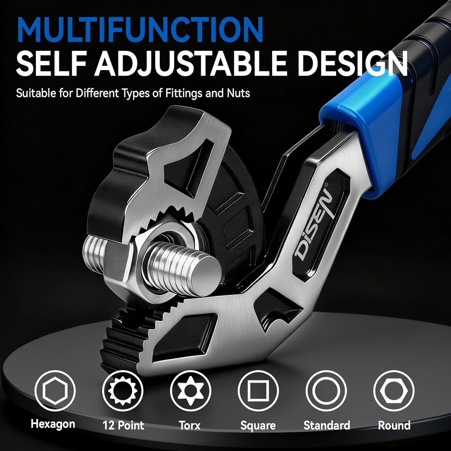 Self Adjusting Pipe Wrench,6", 8", 10", 12" Multifunctional Self Locking Wrench Set, Self Adjustable Wrench Plumbing Tools for Pipe Fittings and Nuts, Chromium Vanadium Steel