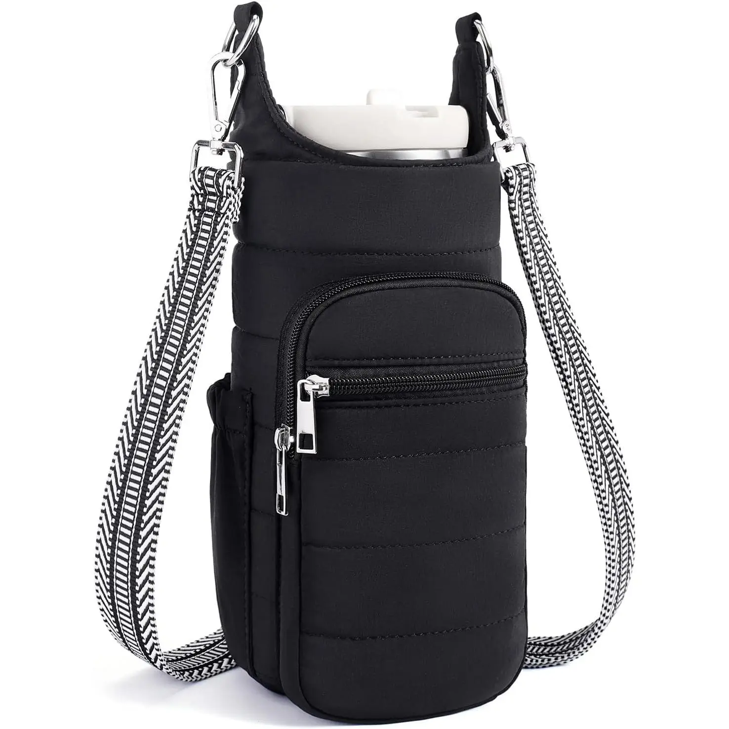 Water Bottle Bag 40 oz Crossbody Bag Insulated Carrier Purse Holder for Walking Hiking with Adjustable Strap
