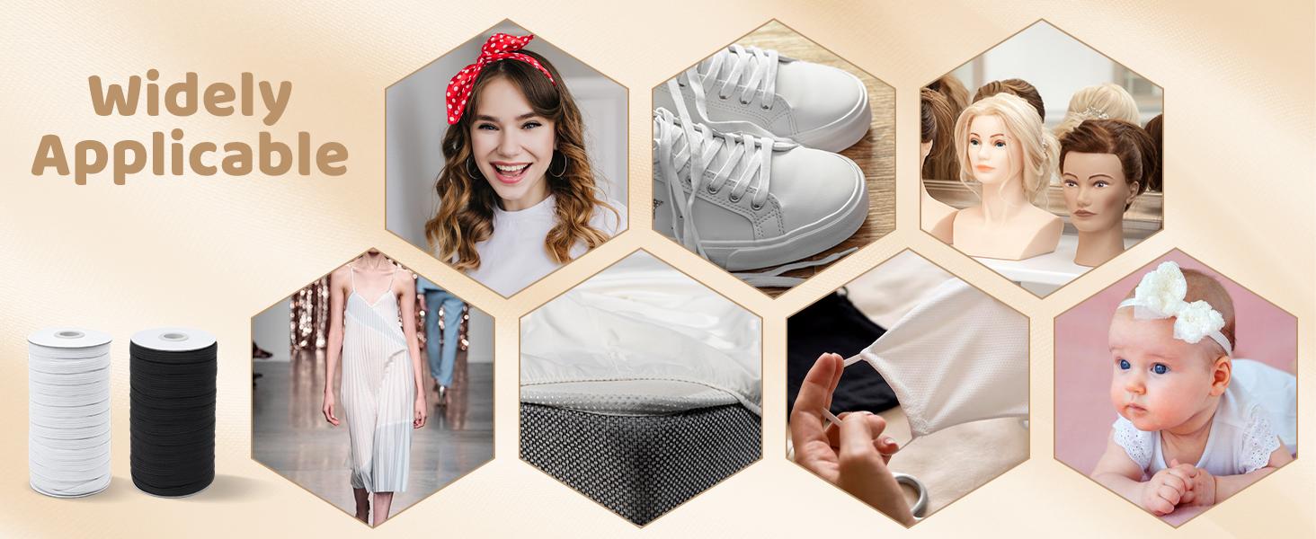 45 Yards Length 1/2" Width Elastic Bands Flat Elastic Cord Rope Stretch Spool Knit for Sewing DIY Projects, Arts & Crafts (White, 1/2 Inch)