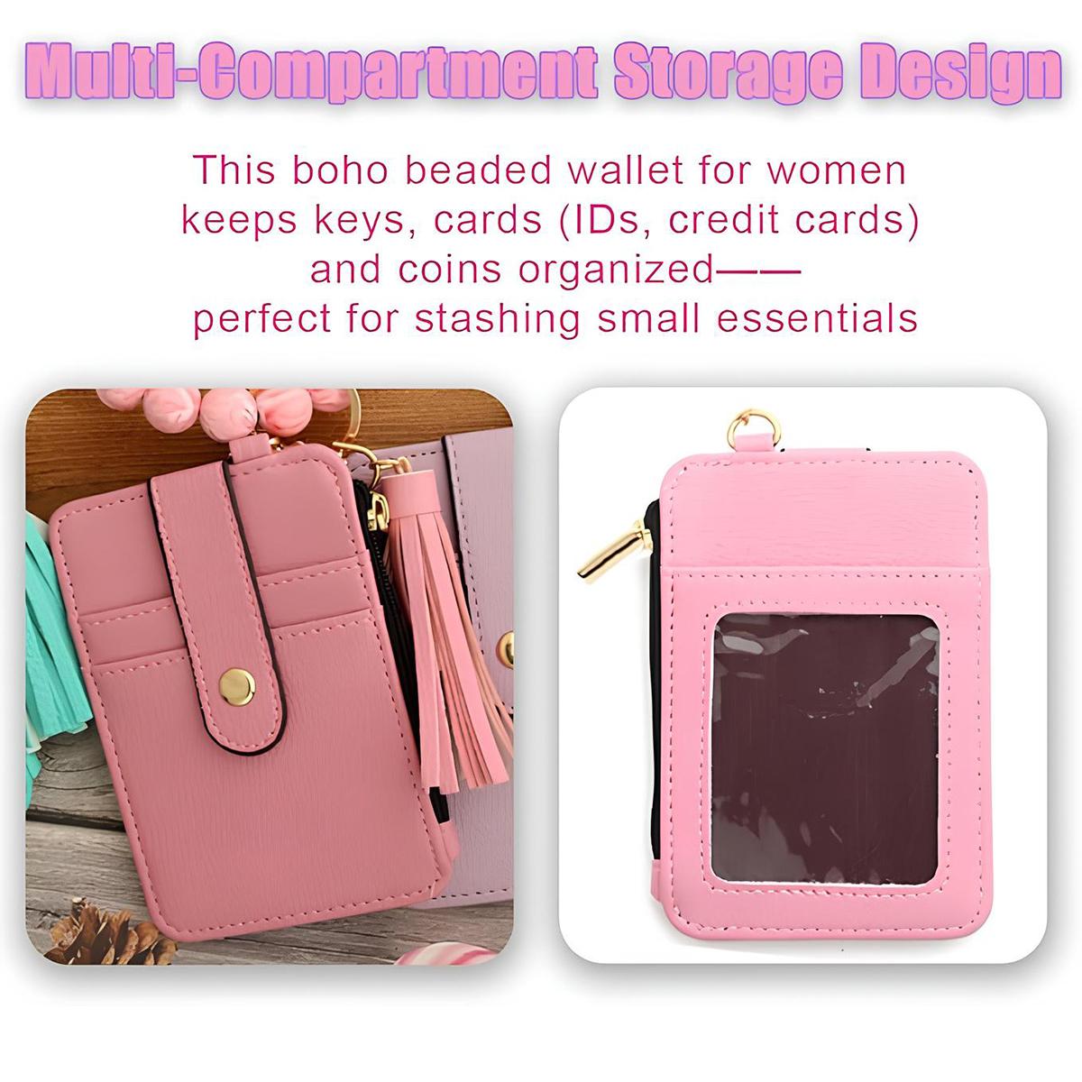 Cute Slim Credit Card Wallet With Bohemian Style Bead Wrist Keychain,Floral Pattern Short Card Bag Design Zipper Pocket,Portable Mini keychain wallet Coin Purse,Gift For Mothers And Friends, A Holiday Gift Cute Slim Credit Card Wallet With Bohemian Style Bead Wrist Keychain,Floral Pattern Short Card Bag Design Zipper Pocket,Portable Mini keychain wallet Coin Purse,Gift For Mothers And Friends, A Holiday Gift