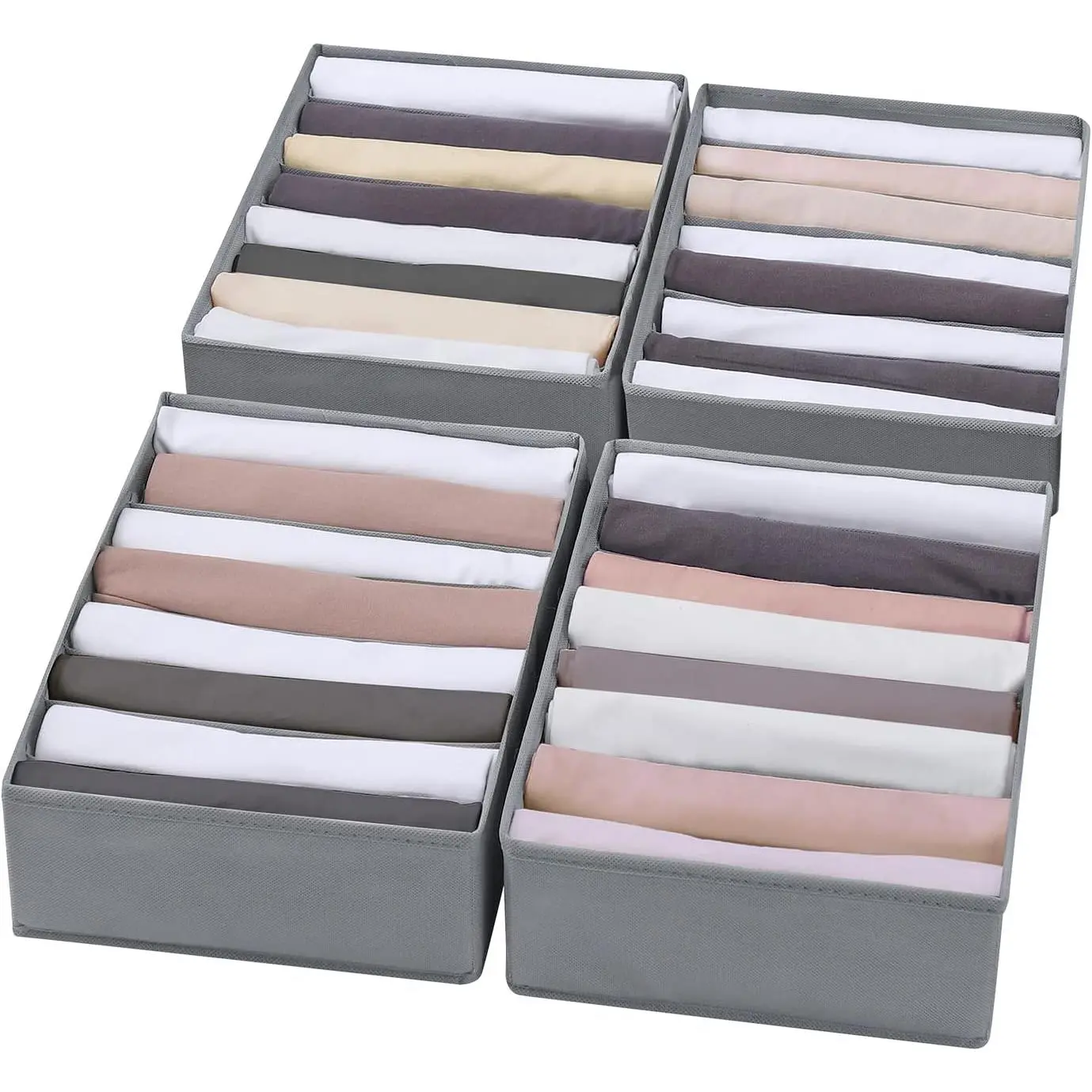 4 Packs T-shirt Drawer Organizers for Clothing,8 Grids Compartment Wardrobe Storage Box, Washable Clothes Organizer for Folded Clothes, Legging, Silk Scarve