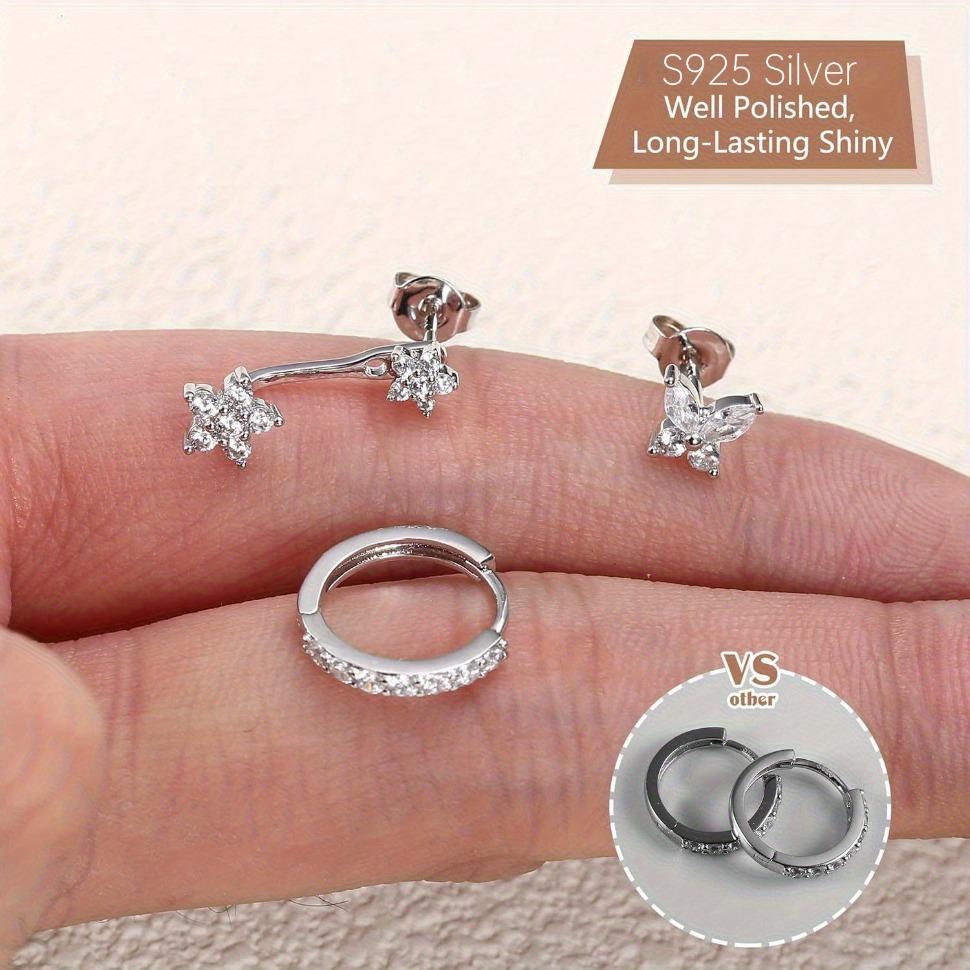 FIBO STEEL 3 Pairs Elegant Stud Earrings Set for Women Girls Cubic Zirconia Flower Star Ear Studs Huggie Hoop Small Earrings Stacks Sets Multiple Piercings Cartilage Jewlery Gift FIBO STEEL 3 Pairs Elegant Stud Earrings Set for Women Girls Cubic Zirconia Flower Star Ear Studs Huggie Hoop Small Earrings Stacks Sets Multiple Piercings Cartilage Jewlery Gift