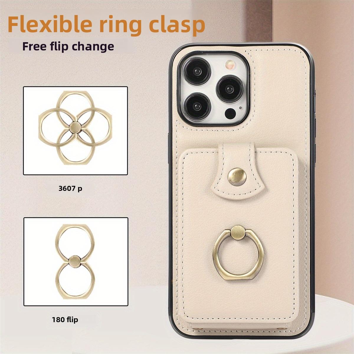 Card holder phone case for iPhone 17/16e/16/15/14/13/12/11 Pro Max SE 2020/SE 2022/X/XS/XR/XS Max 16/15/14/7/8 Plus 17 Air.Features 360-degree rotating ring holder, RFID anti-theft function, and drop protection function.
