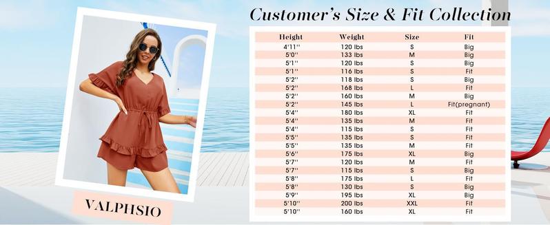 Imily Bela Womens V Neck Beach Romper Ruffle Layered Drawstring Waisted Shorts cute Jumpsuit