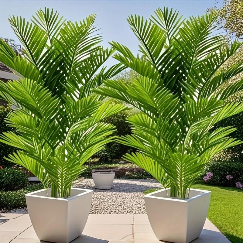 2pcs Large Lifelike Tropical Palm Artificial Plants - Vibrant Green Leaves, Suitable for Indoor/Outdoor Decor, Garden, Patio, Poolside, Christmas, Thanksgiving, Father's Day, Holiday Decoration, Ornamental Foliage without Pot, Best for Christmas, Perfect