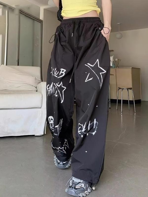Kyn Apparel Y2k Doodle Hardwear Wide Leg Casual Parachute Pants Men Streetwear Hip Hop Baggy Long Trousers Designer 2026 New