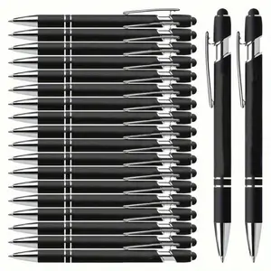 20pcs Multicolor Ballpoint Pens With Stylus, For Touch Screen, Quick-Dry Black Ink, 2-In-1 Metal Design, Medium Point (1.0mm), Smooth Writing, Clip Included - Perfect For School & Office Supplies Back To School
