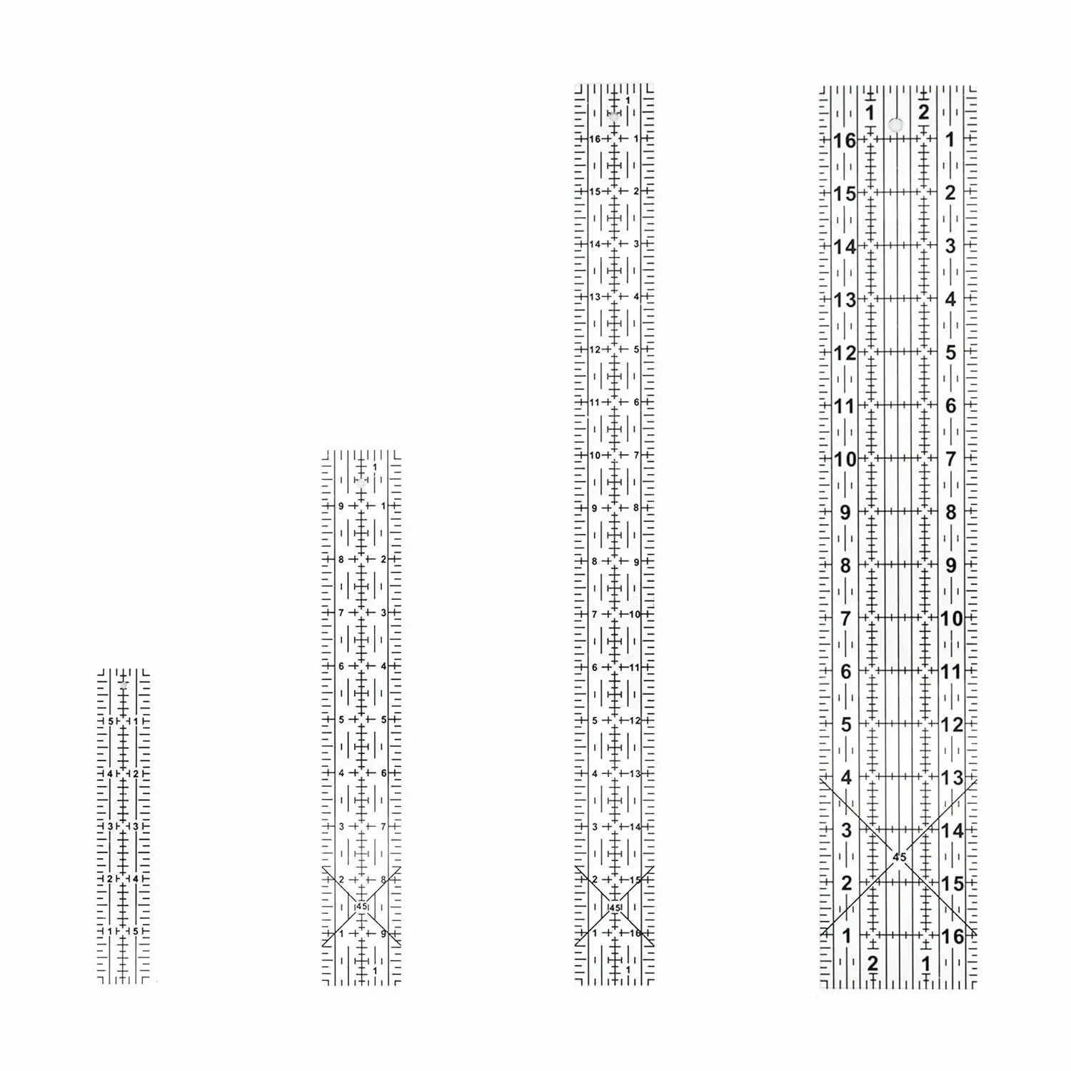 Sewing Rulers Quilting Ruler Acrylic Quilting Templates Sewing Tools Accessories Supplies for Patchwork Precision Fabric Cutting 4pcs(1x6,3x17,1.5x17,1.5x10inch)