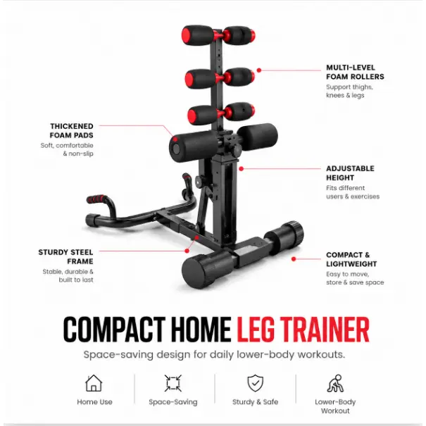 2-in-1 Compact Steel Squat Machine & Core Trainer, Multi-Level Adjustable Height Home Gym Strength Training Equipment for Complete Full-Body Training, 360° Rotary Massage Rollers, 300 lbs Capacity to Promote Recovery