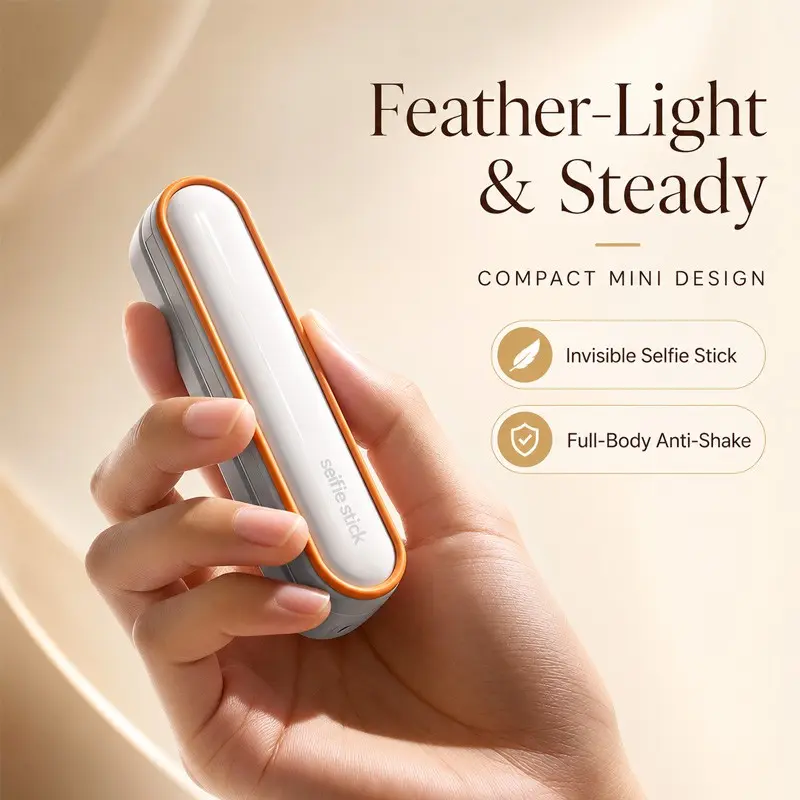 Elegant Jade Ceramic Finish Mini Pocket Selfie Stick, Wireless Bluetooth-compatible Shutter, Compact Lightweight Selfie Accessory for Girls