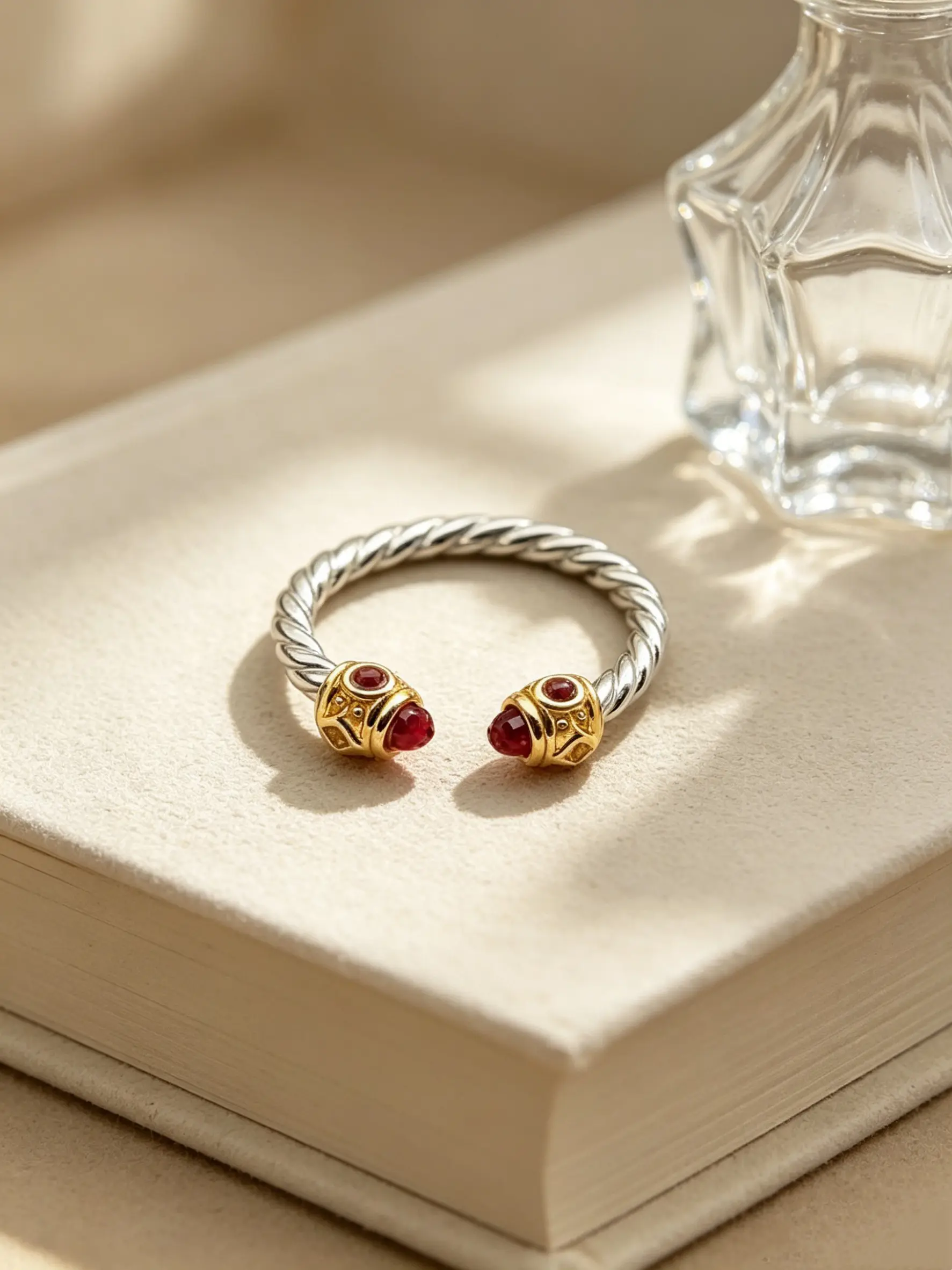 2026 Original New Product Popular Retro Design DYJZ-225 Red Diamond 2.3mm Statement Ring Exquisite Trendy Ring Women's Fashion High Quality Jewelry Accessories Gift