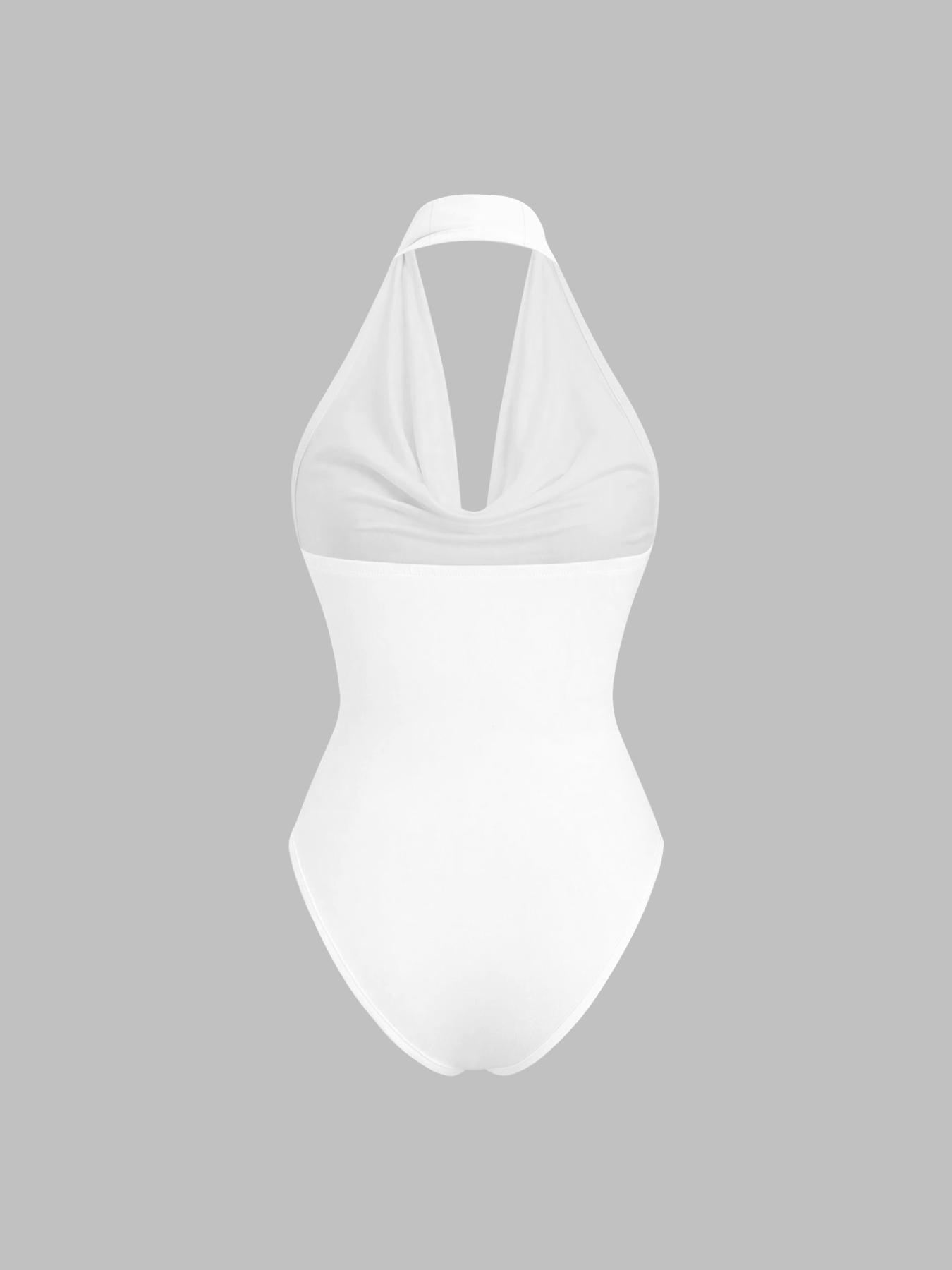 Women's Solid Color Halter Neck Bodysuit, Backless Tank Bodysuit, Casual Sleeveless Bodysuit for Daily Wear, Ladies Clothes for All Seasons, Womenswear