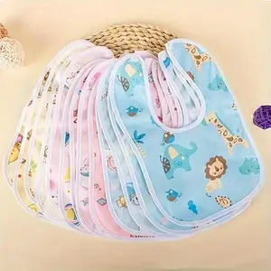 10-Piece Value Pack Random Color U-Shaped Absorbent Drool Bib & Feeding Apron Set, Crystal Velvet Comfortable Protective Accessories for Summer Daily Outdoor Use