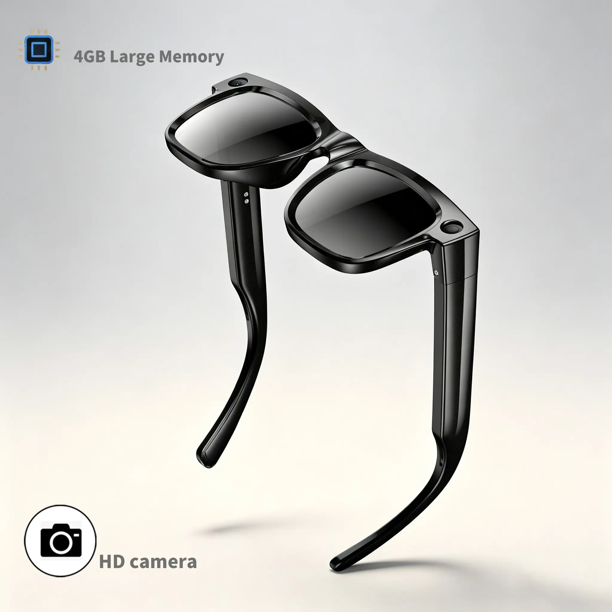 Upgrade Ag19 Smart Ai Glasses, Real-Time Translation, Voice Assistant, Ai Image Recognition, Wi-Fi Transfer, 4GB Memory, 1080P Camera, Outdoor Travel